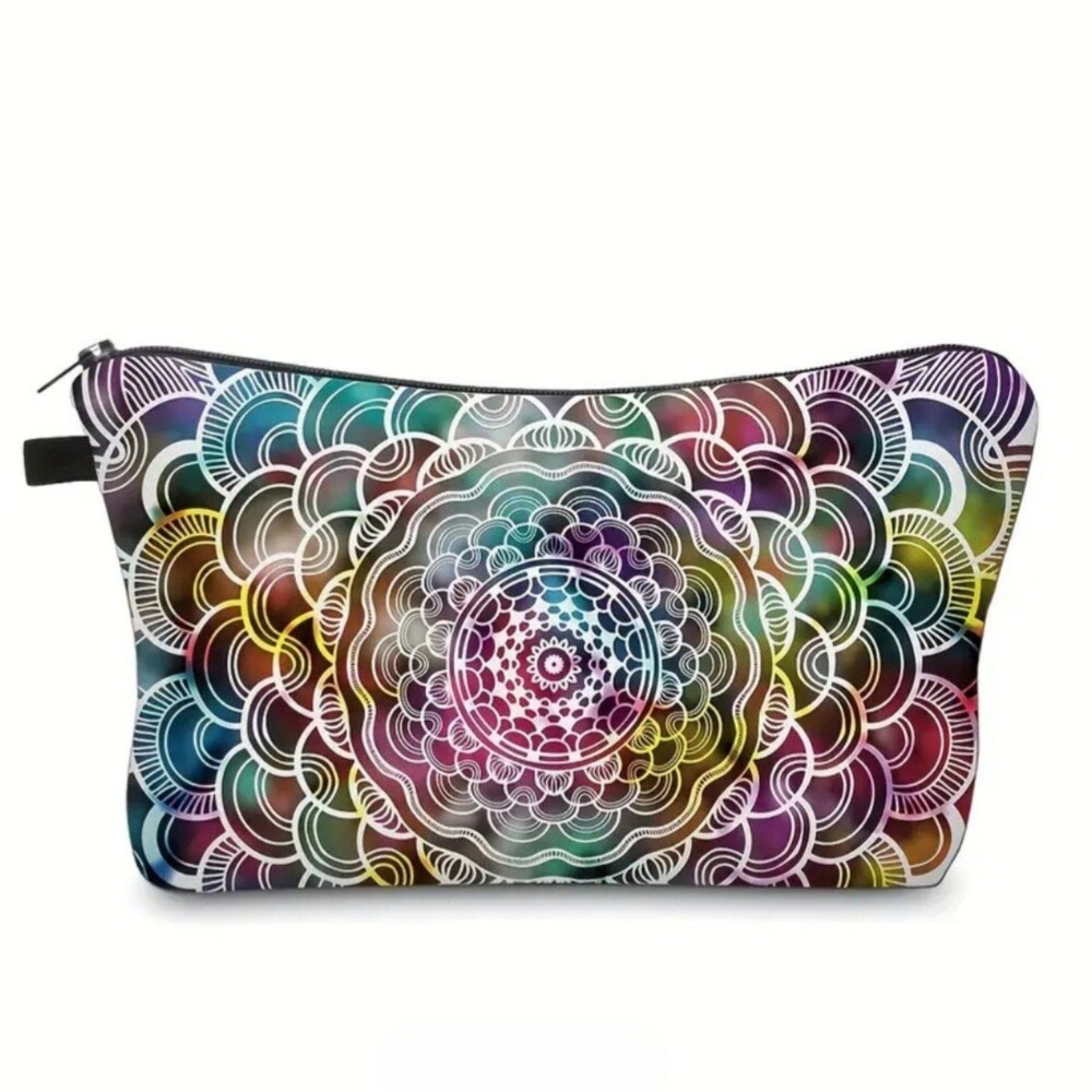 Soft Colorful Mandela boho zip makeup bag pouch‎